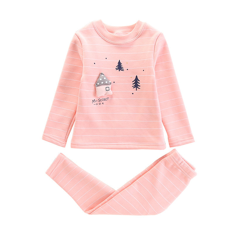 GIRLS THERMAL UNDERWEAR SET PILE THICKENED COTTON WINTER BABY LOUNGEWEAR KIDS GIRLS BEAUTIFUL PAJAMAS