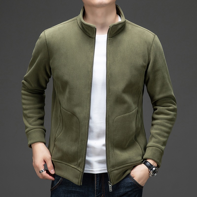 男士立领抓绒夹克休闲拉链开衫