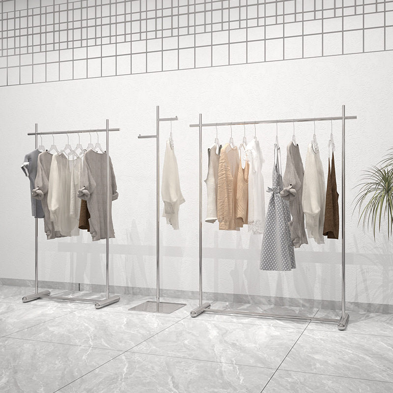 闲鱼二手市场九梦服装店展示架陈列架落地式女装不锈钢单杠货架中