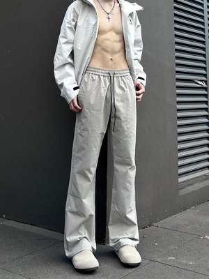COCKUNONE夏季弯刀bootcut凉感冰皮直筒垂感西裤男休闲微喇长裤