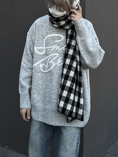 COCKTAIL美式复古哥特字母毛衣针织衫男女宽松慵懒风潮牌秋冬外套