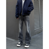 男直筒宽松阔腿裤 复古cleanfit黑灰色牛仔裤 百搭 BAR美式 COCKTAIL