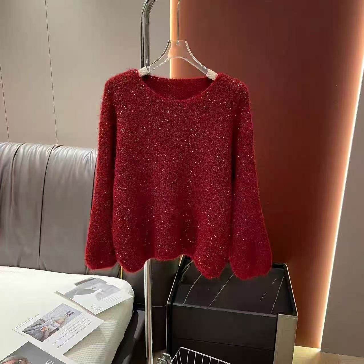 【201-250】号新的2025年秋冬红色系常规款百搭针织衫