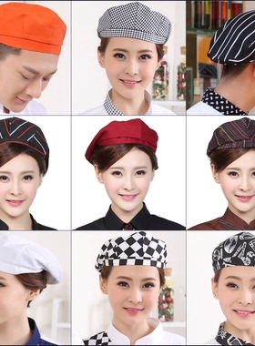 厨师帽女厨房服务员透气网工作鸭舌蓓蕾广告前进帽子男餐厅咖啡厅