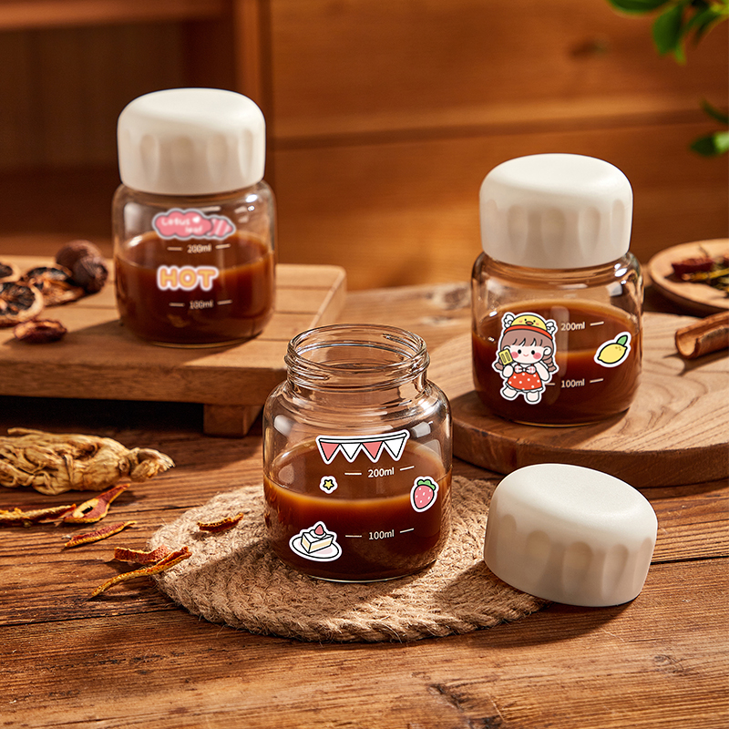 中药液分装瓶喝中药带刻度玻璃杯