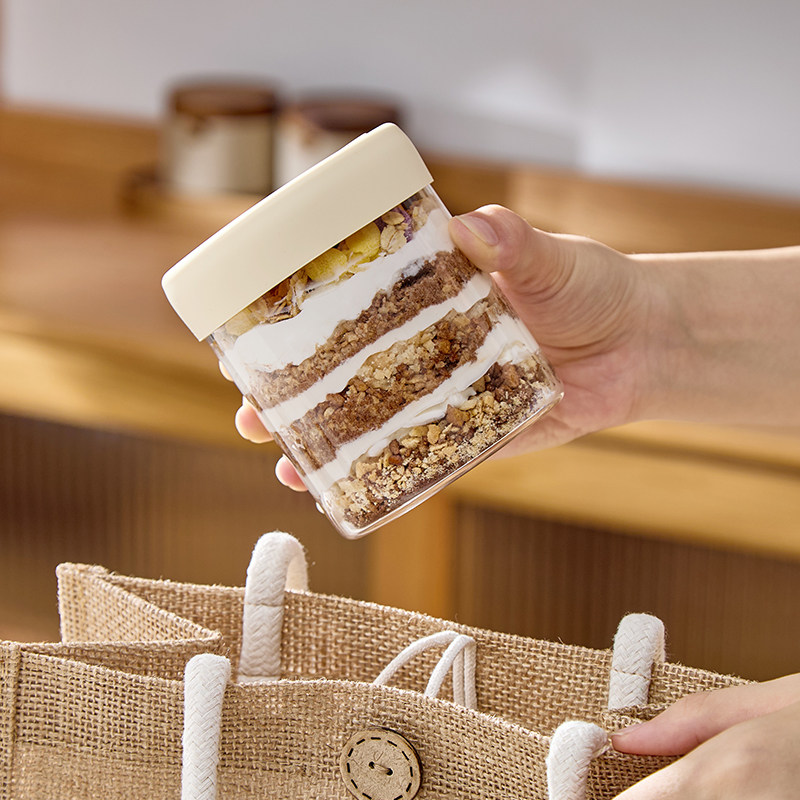 隔夜燕麦杯子便携早餐杯外带盖勺密封罐耐高温沙拉奶昔酸奶收纳瓶