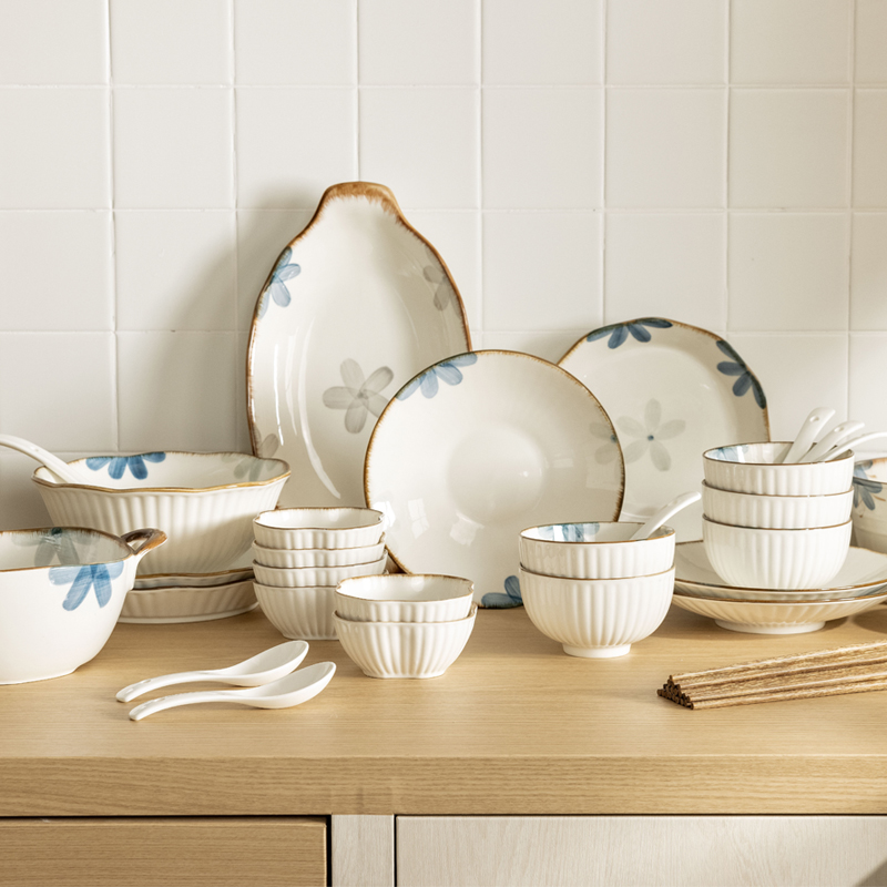 墨蓝碗碟套装家用高颜值餐具