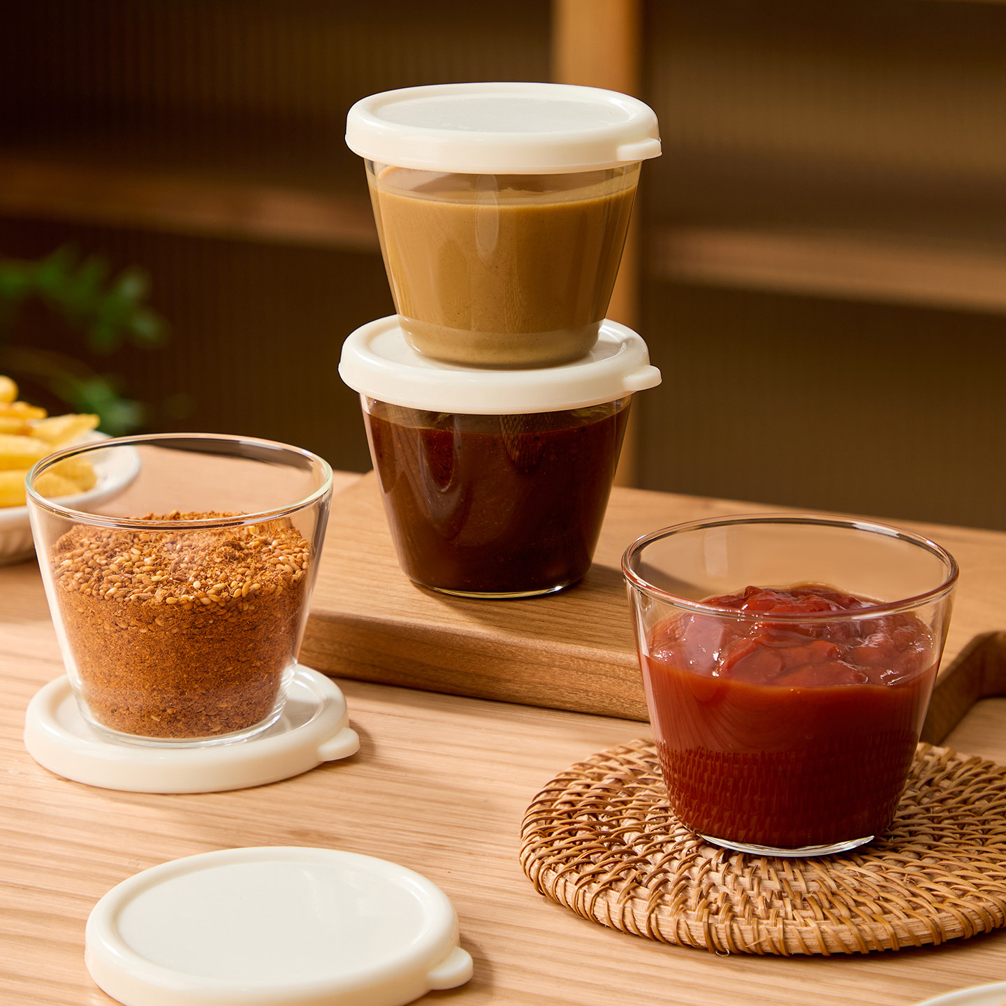 【密封便携】迷你玻璃酱料蘸料盒图片