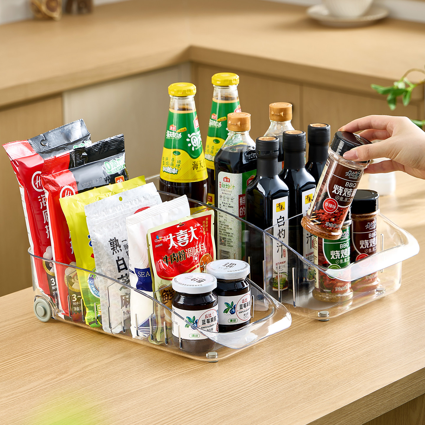 调料收纳盒厨房调味料瓶调料袋装放调料的佐料收纳盒调料品置物架