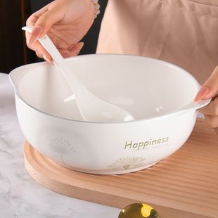 10.5英寸蒲公英家用双耳汤碗创意清新陶瓷大号碗菜碗大容量汤盆