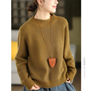 园园美衣复古菠萝针双股棉线针织毛衣半高领加厚套头衫 气质上衣