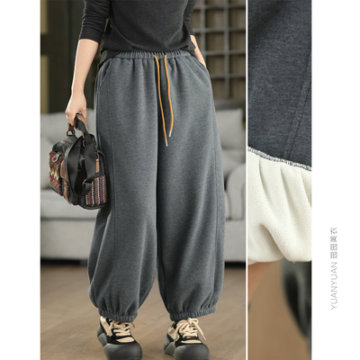 针织棉加绒卫裤显瘦加厚休闲裤