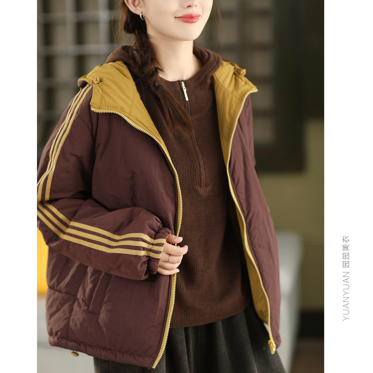 秋冬进口定制夹棉外套时尚正反两面穿加厚棉衣保暖连帽棉袄棉服,女装/女士精品,棉衣/棉服,淘宝优惠券,粉丝福利购,淘宝优惠卷
