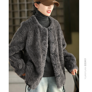 金标环保毛毛外套内里麂皮绒皮毛一体加厚时尚 花狐貂保暖仿皮草冬