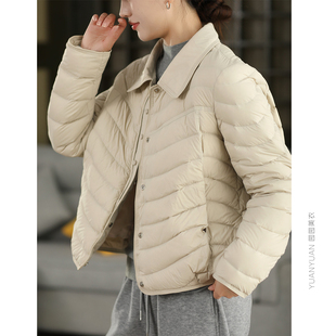 园园美衣冬季 90%白鸭绒保暖外套女拼接单排扣加厚翻领羽绒服 时尚