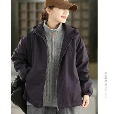 园园美衣时尚进口高密加厚冲锋衣外套女仿兔毛厚绒棉袄连帽棉服冬