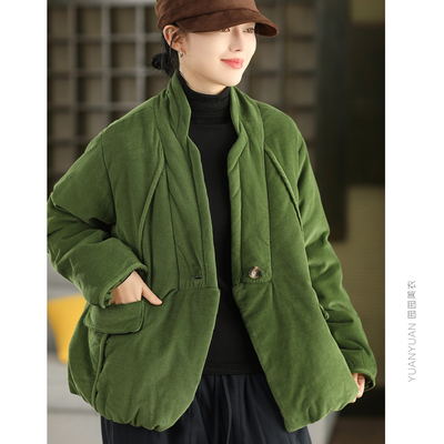 全棉灯芯绒加厚棉袄夹棉棉服外套