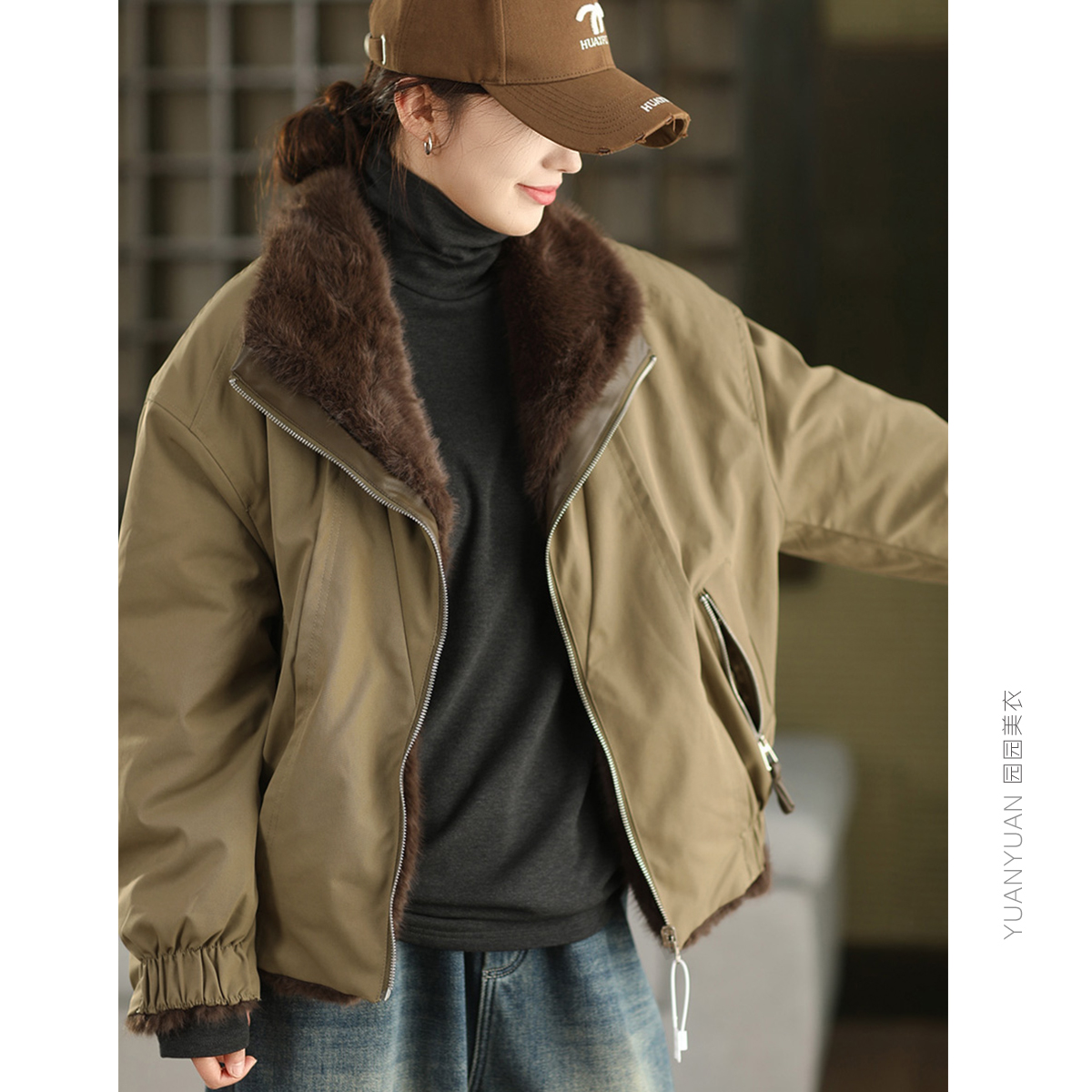 正反两面穿 保暖水貂毛派克服定制进口高密加厚极寒厚实毛毛外套