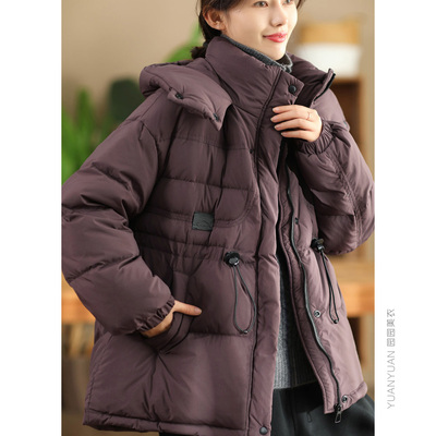 时尚中长款连帽抽绳羽绒服