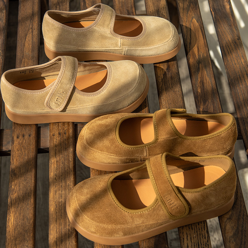 园园美衣复古磨砂头层牛皮单鞋女魔术贴玛丽珍鞋时尚真皮豆豆鞋2,女鞋,浅口单鞋,淘宝优惠券,粉丝福利购,淘宝优惠卷