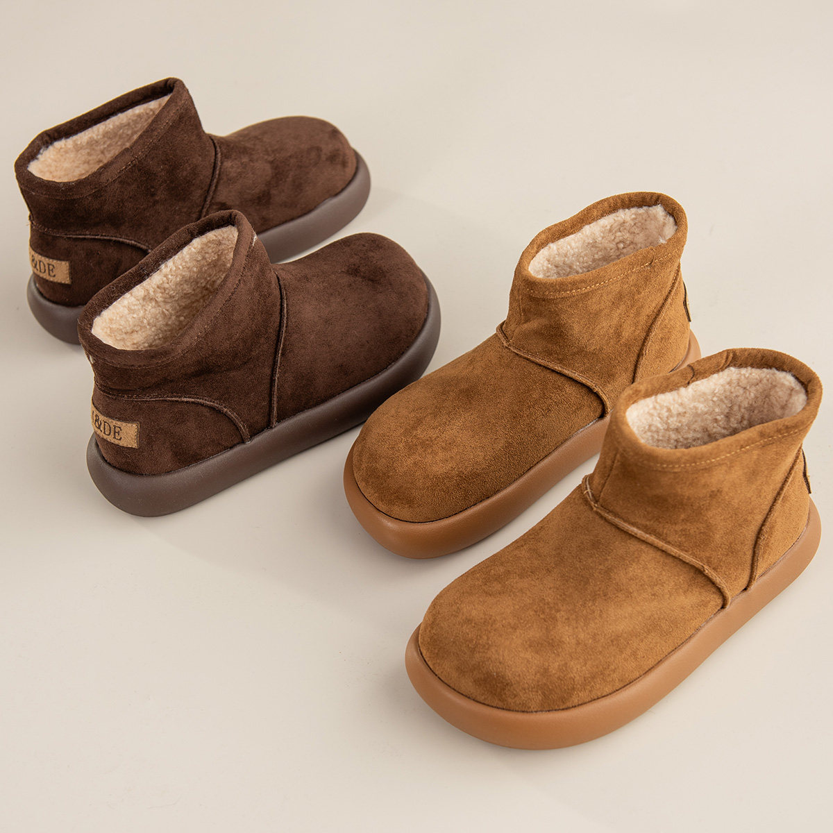 园园美衣冬季厚底雪地靴2026年新款加绒棉靴保暖一脚蹬加厚博肯鞋,女鞋,时尚雪地靴,淘宝优惠券,粉丝福利购,淘宝优惠卷