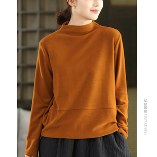 被动套头衫 女半高领长袖 打底衫 上衣T恤 专柜品质进口双面澳绒
