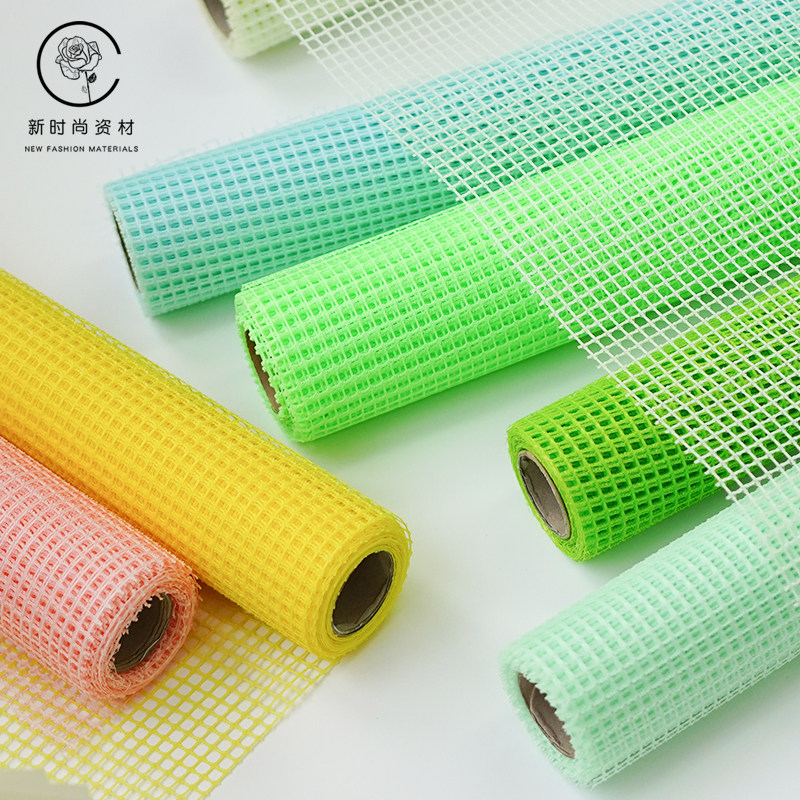 新时尚资材新款马卡龙色方格网纱