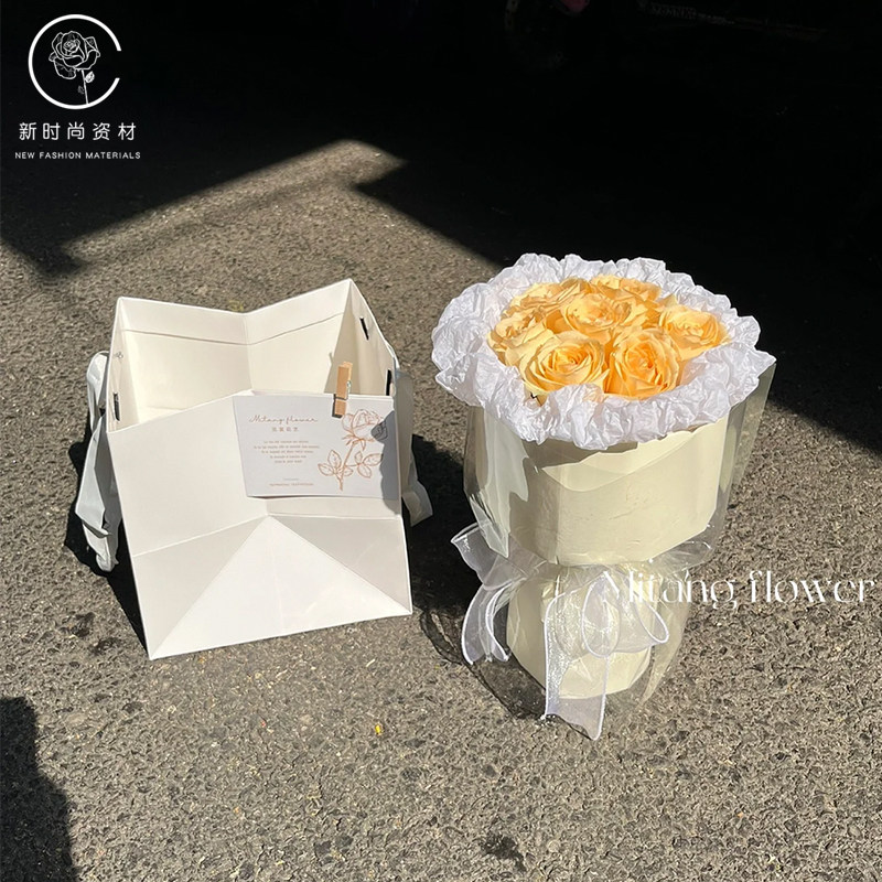 圆形小花束diy材料包鲜花定型片包装纸自制花束手工自制节日礼物