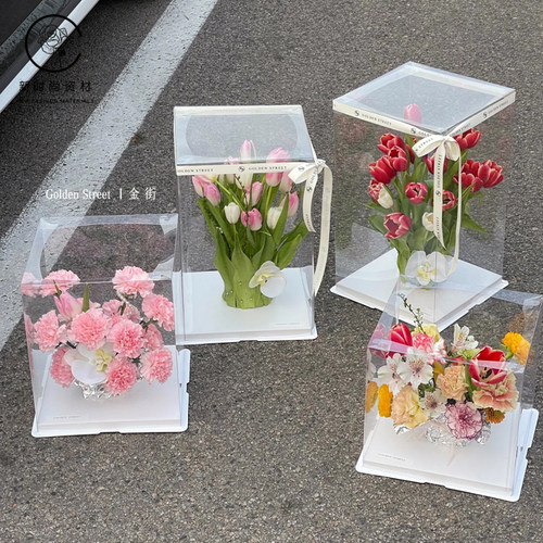 透明正方形蛋糕鲜花礼盒