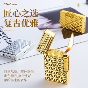 侧滑轮朗声钢音砂轮充气打火机高档个性老式打火机怀旧复古砂轮机