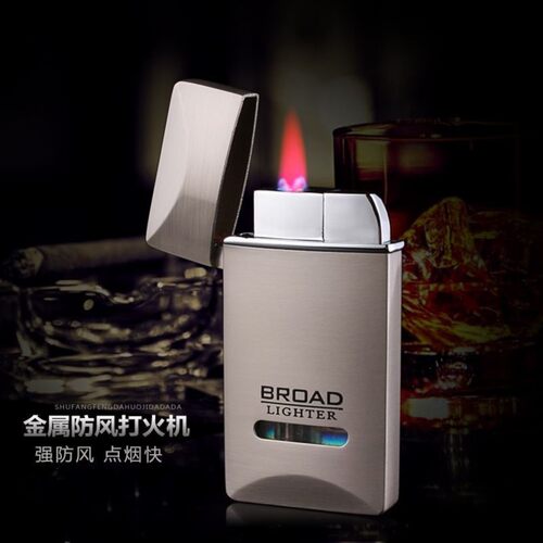 金属防风打火机红焰创意超薄个性可充气男士电子翻盖火机送礼潮流