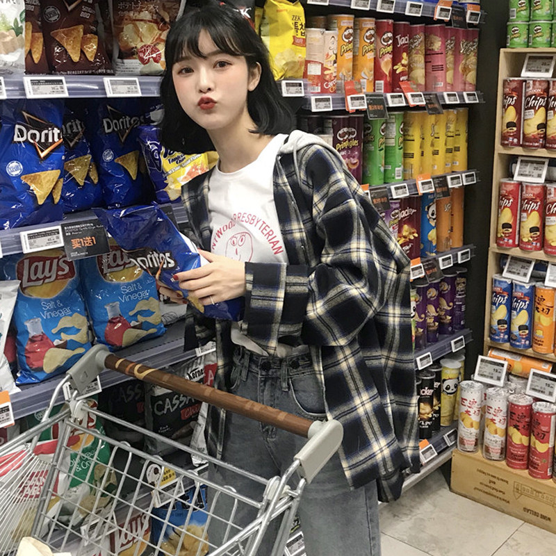 春季2019新款韩版女装连帽子宽松衬衫设计感小众学生长袖外套潮在类目 女装/女士精品, 衬衫中 - 来自Buy2taobao.com提供专业的淘宝代购服务