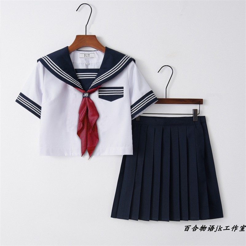基础款满襟线水手服关东襟白三本