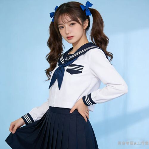 百合物语学院风JK水手服白色套装