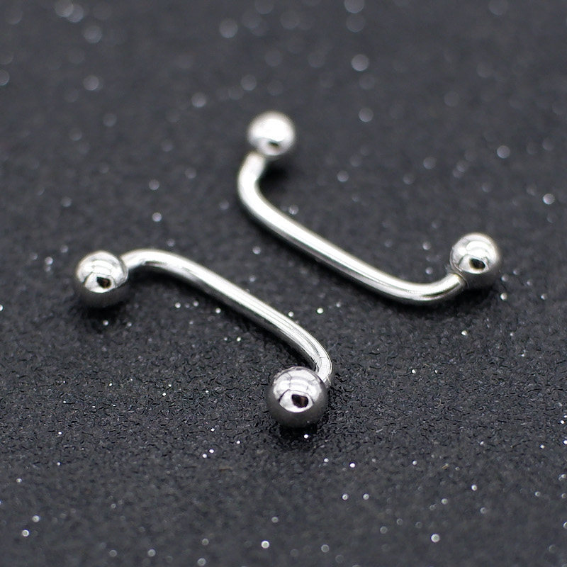s925银表皮植入钉锁骨钉 双头圆球直角埋骨钉 埋钉 穿刺银饰品