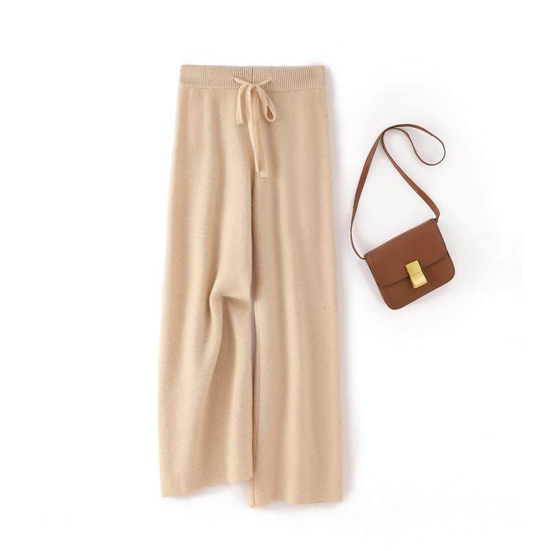 秋冬新款100%纯羊毛加厚女阔腿裤显瘦直筒小个子垂感百搭拖地长裤