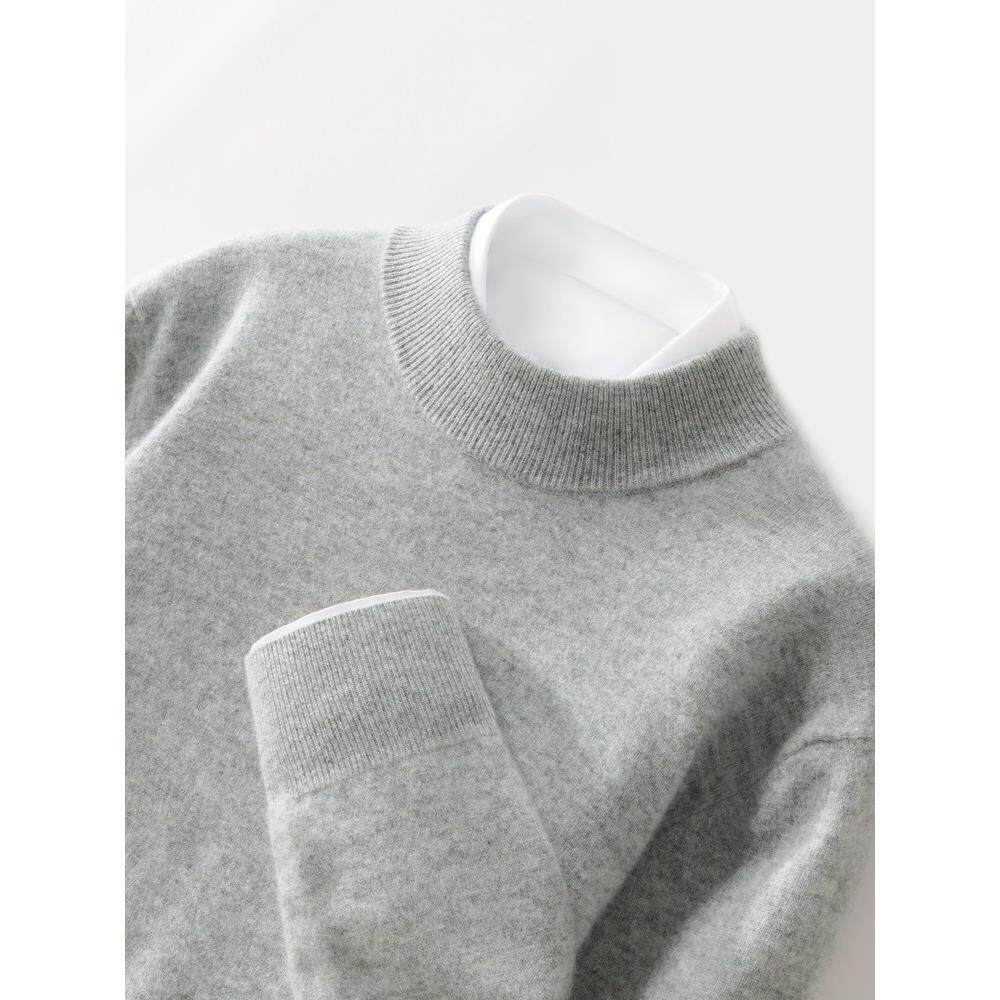 半高领薄款羊绒衫男秋冬100%纯山羊绒纯色经典百搭款