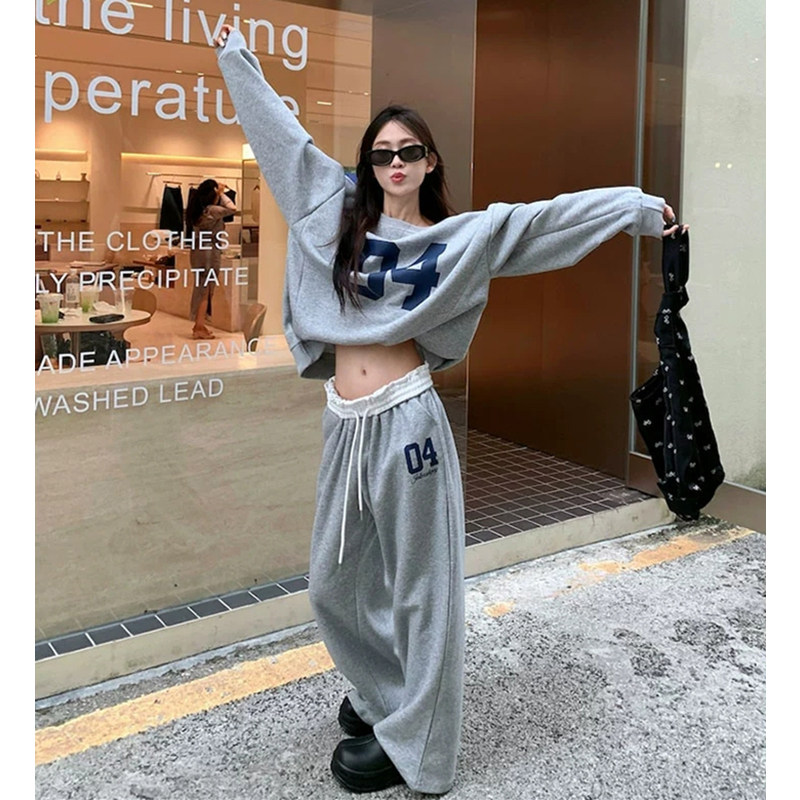 美式卫衣运动套装女春秋款韩版学生宽松显瘦时尚休闲两件套阔腿裤