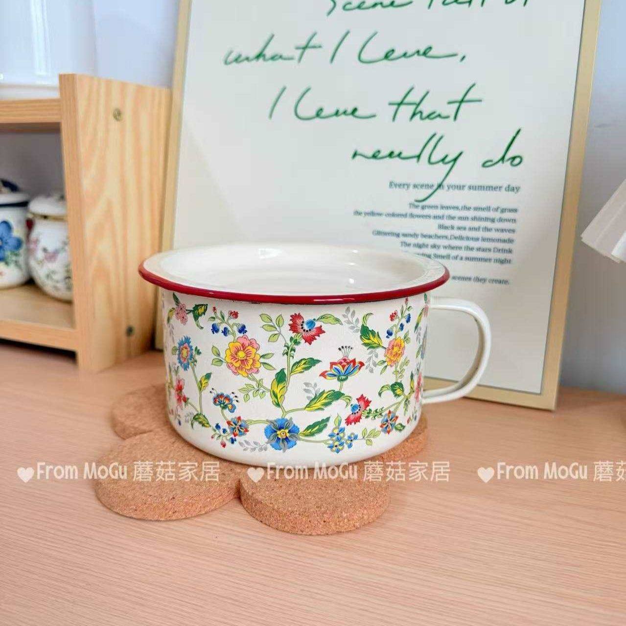 怀旧老式搪瓷餐杯带盖泡面碗搪瓷水杯复古风带盖饭盆猪油罐餐杯,餐饮具,泡面碗,淘宝优惠券,粉丝福利购,淘宝优惠卷