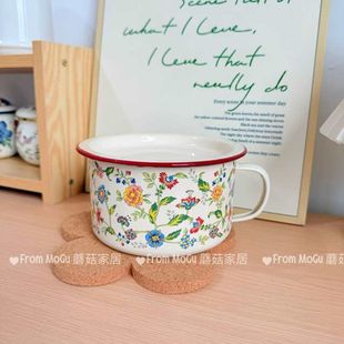 怀旧老式搪瓷餐杯带盖泡面碗搪瓷水杯复古风带盖饭盆猪油罐餐杯