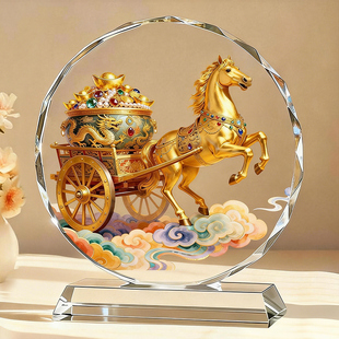 马上有钱水晶摆件装 饰品客厅玄关电视柜乔迁开业招财礼物桌面摆台