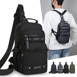 机车胸包斜挎包男高级感战术多功能休闲运动背包男士 单肩包通勤包