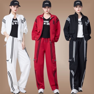 杨丽萍广场舞服装秋季宽松外套女运动套装曳步舞时尚工装裤三件套