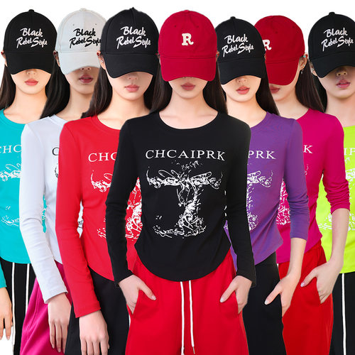 广场舞曳步舞女长袖T恤修身款