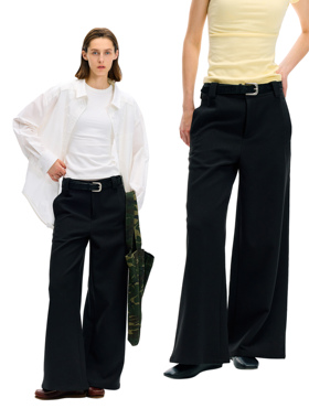 Ours Partime雕塑感重磅阔腿拖地宽松休闲西裤