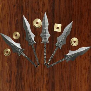 大马士革钢刀胚花纹钢diy半成品茶刀胚茶剑茶针普洱刀坯一体柄W