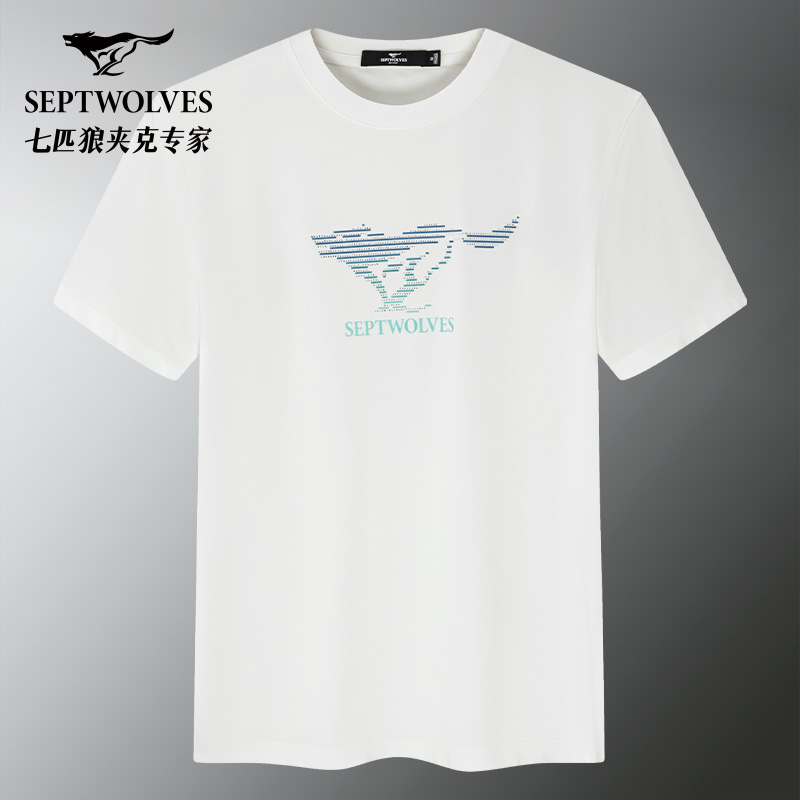 七匹狼正品天丝莫代尔短袖体恤衫男t2025新款宽松套头圆领T恤上衣
