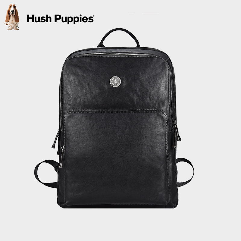 暇步士商务真皮男双肩包