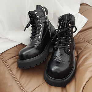 XZ110-9293#厚底马丁靴男冬季增高短筒机车靴黑色百搭工装靴P130，男装工装外套，星座110