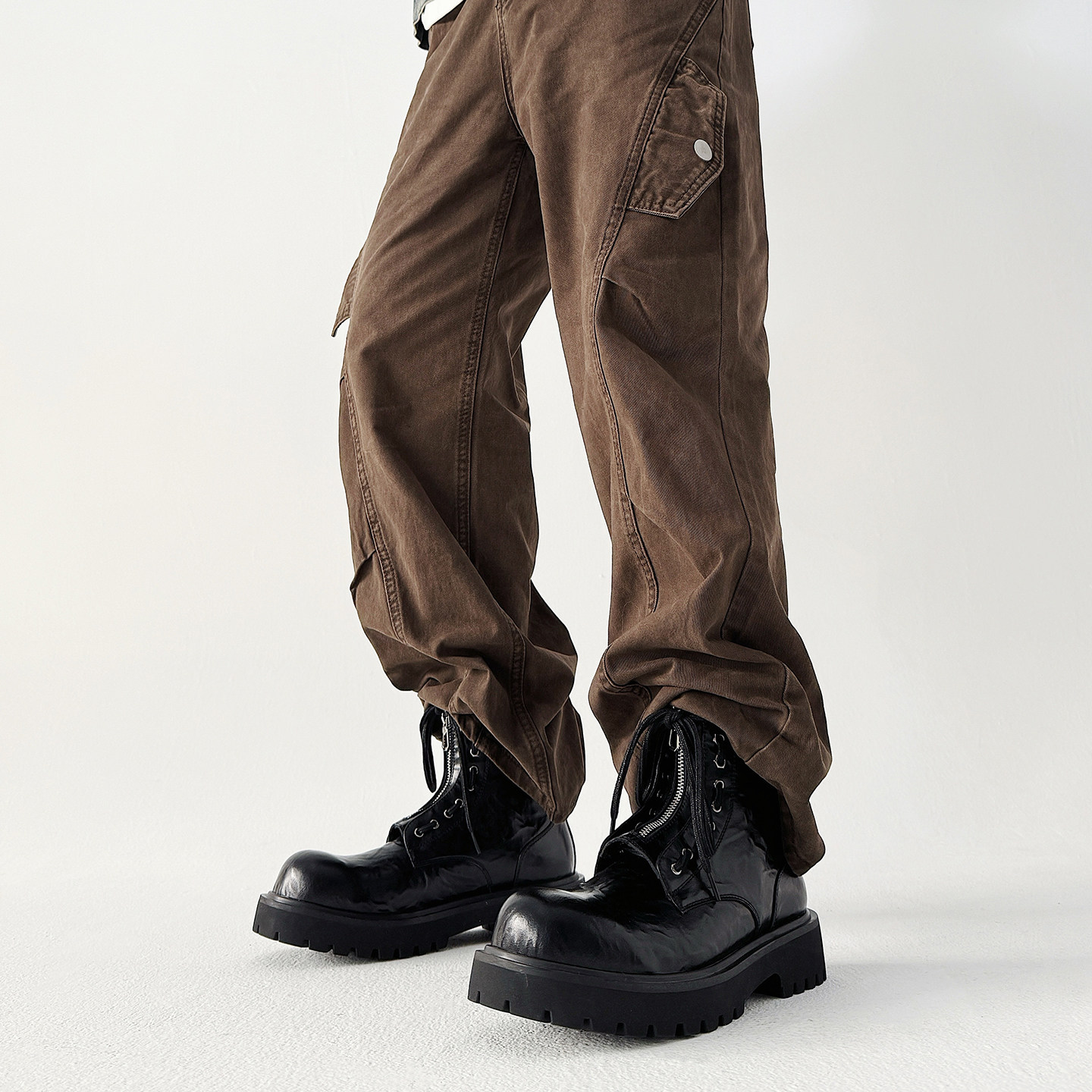 XZ110-9292#英伦风黑色马丁靴男冬季工装靴中跟圆头复古皮靴P125，男装工装外套，星座110